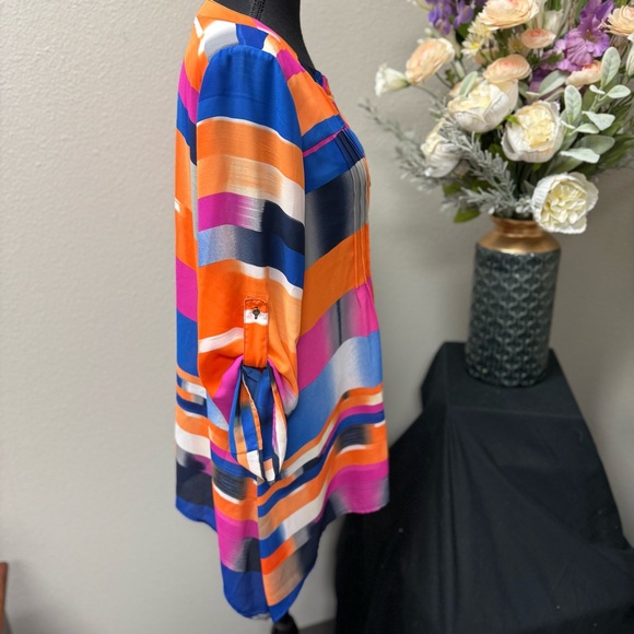 Chaus New York Women’s Multicolor Stripe Button-Down Blouse – Size M - Picture 5 of 8